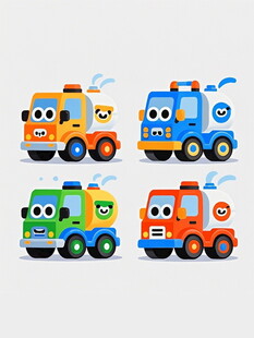 可爱多彩卡通工程车集合