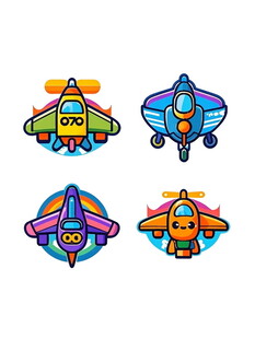 多彩卡通飞机图案集合