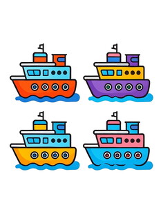 多彩卡通船只集合