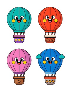 可爱卡通热气球四件套