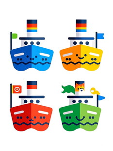 多彩卡通小船图案设计