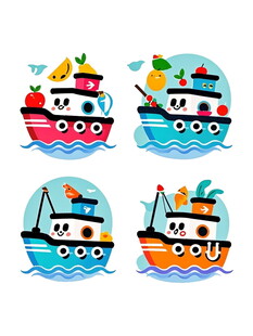 可爱卡通小船图案设计
