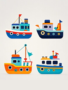 可爱卡通船只集合