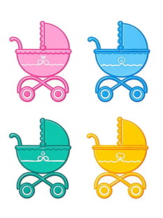 多彩婴儿推车图案设计