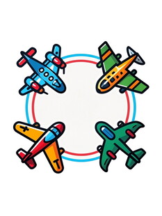 彩色飞机环绕图案