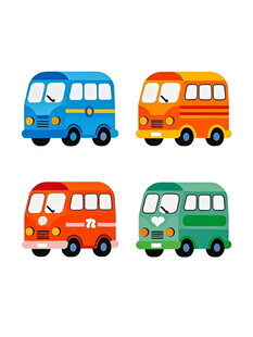 多彩卡通风格小巴士集合