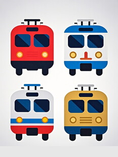 多彩卡通风格的复古列车