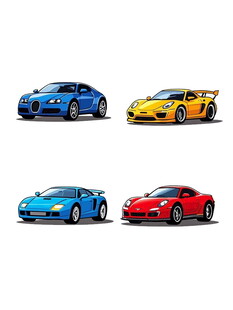 四辆炫酷跑车展示