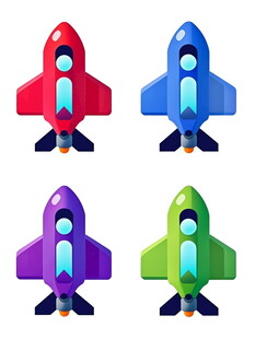 多彩卡通火箭造型玩具