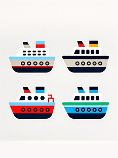 卡通风格多彩船只图案