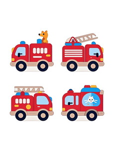 四辆卡通消防车图案