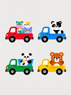 卡通动物汽车玩具组合