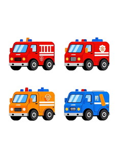 多彩卡通消防车集合