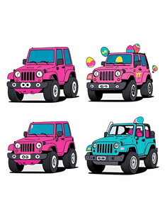 多彩卡通吉普车玩具展示