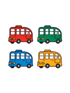 多彩卡通巴士图案