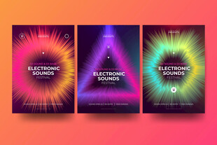 电子音乐 放射几何图形 炫彩 