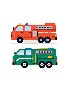 两辆卡通风格工程车