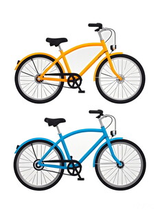 两辆色彩鲜艳的自行车