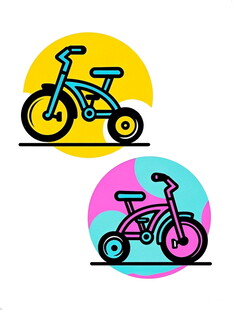 多彩儿童自行车图标设计