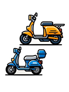 两辆复古风电动摩托车