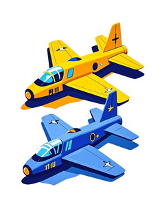 两架色彩鲜艳的卡通飞机