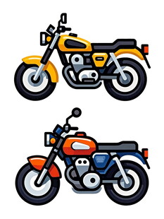 复古风格双款摩托车插画