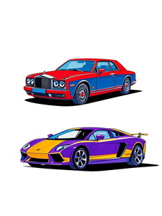 两辆炫酷跑车插画展示