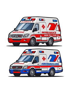 两款救护车卡通形象展示