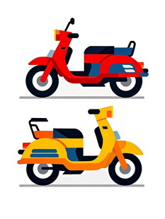 两辆复古风电动摩托车