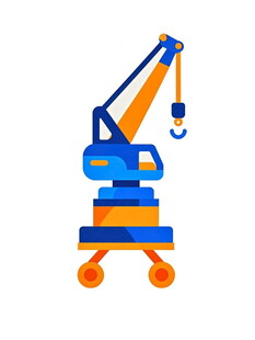蓝色橙色起重机图标
