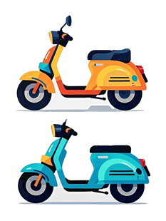 两款色彩鲜艳的复古踏板摩托