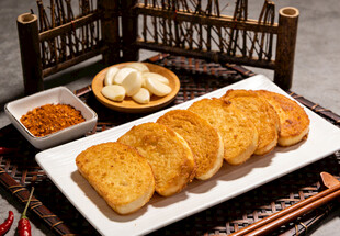 香煎馒头片配蘸料