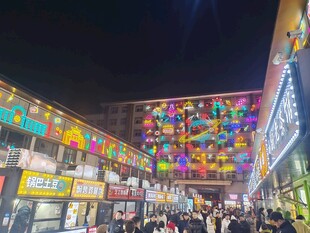 热闹夜市 璀璨灯火人潮涌