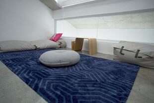 现代简约风室内蓝色地毯场景