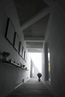 走廊尽头的光影与猫咪