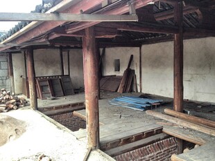 传统木质廊亭建筑景观