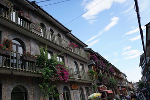 欧式风情街道 繁花点缀