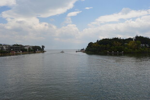 宁静河景 两岸绿意点缀