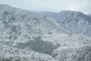 雪覆山峦美景
