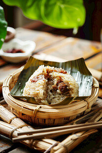 粽叶包裹的美味糯米食物