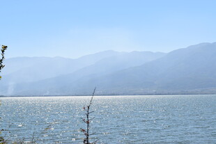 宁静湖景与远山
