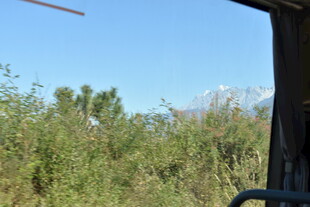 车窗外的绿意与远山