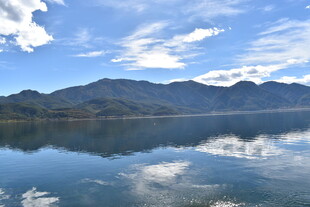 宁静湖景与远山倒影