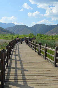 漫步木栈道赏湖光山色