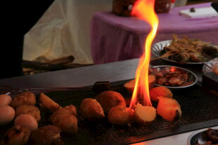 火焰烧烤美食诱人场景