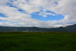 草原蓝天远山美景