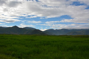 草原远山蓝天白云美景