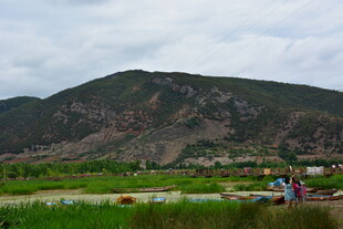 田园山水间的劳作场景