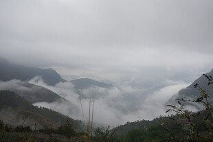 云雾缭绕的山间美景