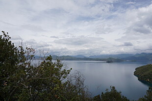 湖畔风光 云影与绿树相依